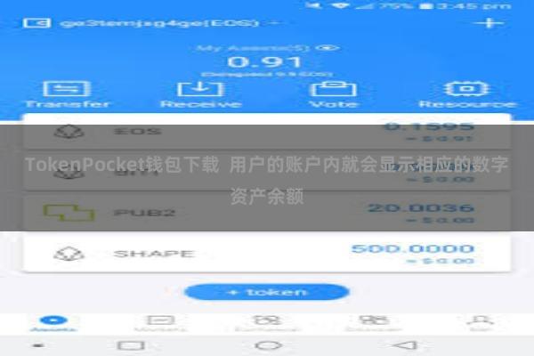 TokenPocket钱包下载 用户的账户内就会显示相应的数字资产余额